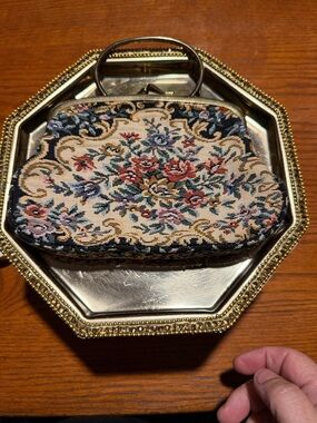 Vintage Floral Tapestry Handbag - Multicolor Needlepoint
